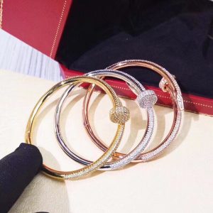 cartier nail bangle full diamonds, gold, silver, rose gold